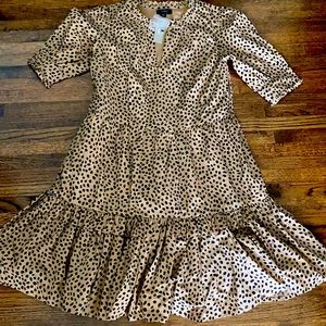 JCREW Tiered dress in leopard dot XXS NEW